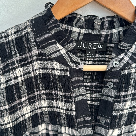 J.Crew Smocked Half Button Down Blouse - Picture 3 of 5